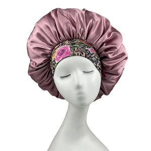 Women Satin Bonnet Floral Print Spandex Wide Stretchy Band Bonnet Satin Cheveux Nuit Silk Sleeping Night Cap Bonnets for Women